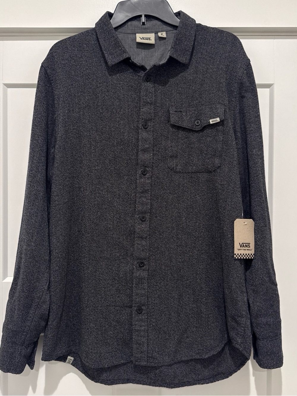 VANS Flannel Shirt Men’s Size Medium Charcoal Gray Tweed Heavy Cotton